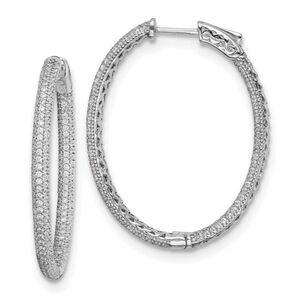 Sterling Shimmer Sterling Silver Hoop Earrings with 400 Stone Pave CZs